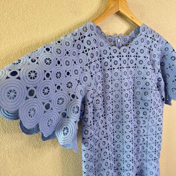 NWT Jonathan Simkhai Mercy Circle Lace Dress Womens Size 8 Blue Hydrangea Mini - Picture 5 of 14